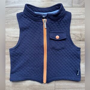 Ben Sherman blue quilted vest full orange zipper chest pocket Size 3T
